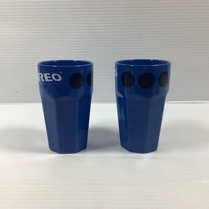 Estelle‎ Set of 2 Oreo Cookie Blue Ceramic Tumblers 5" Tall